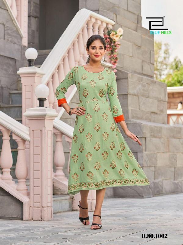 Blue Hills Grapes 1 Rayon Ethnic Wear Designer Kurti Collection